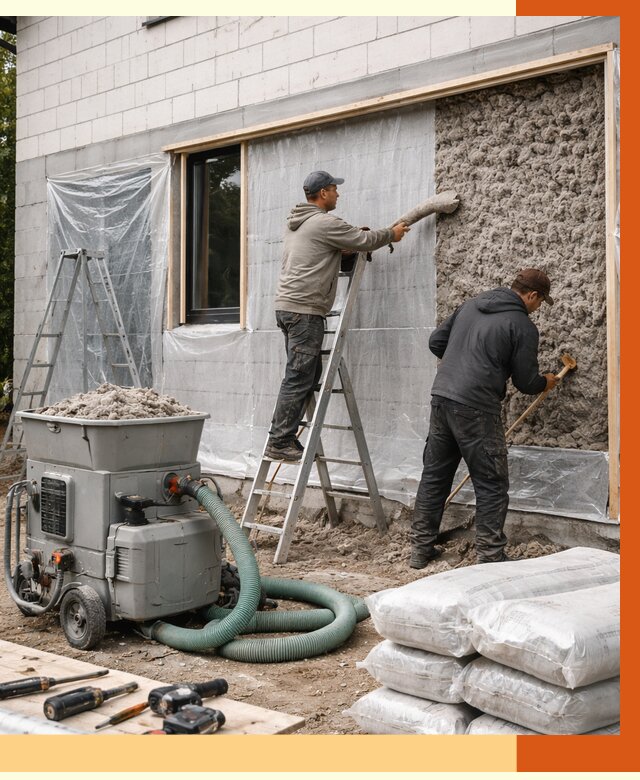 Утепление дома из газобетона эковатой в Полевской от 4619 руб./м2 | ТепломастерПлв